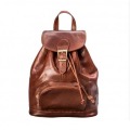 A Classic Leather Backpack With Drawstring Opening