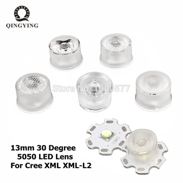 100pcs 13mm CREE LED Lens 30 Degree Optical PMMA Lenses Holder SMD 5050 XML XML2 XML-L2 Plano Reflector Collimator