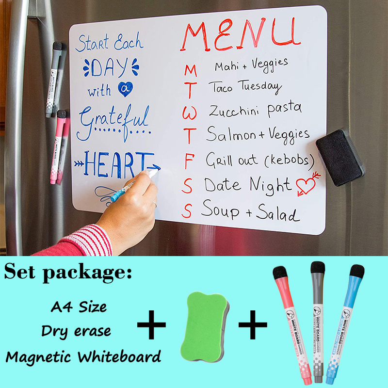 A4 Size Magnetic Whiteboard Home School Dry Erase Calendar Drawing Refrigerator Bulletin White Board Fridge Stickers