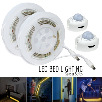 Motion Sensor LED Strip 5050 SMD Waterproof Bed Light Cabinet Closet Light 1m/2m/3m Lamp 5V LED Strip + 2A Power Supply