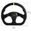 Racing Drift Flat Steering Wheel 330mm 13Inch Suede Leather Black Stitching Steering Wheel Fit Car and Simulation Racing PC Game