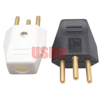 Universal black white 10A 250V grounding EU Swiss 3 Pin power wiring assembly plug household industrial detachable power plug