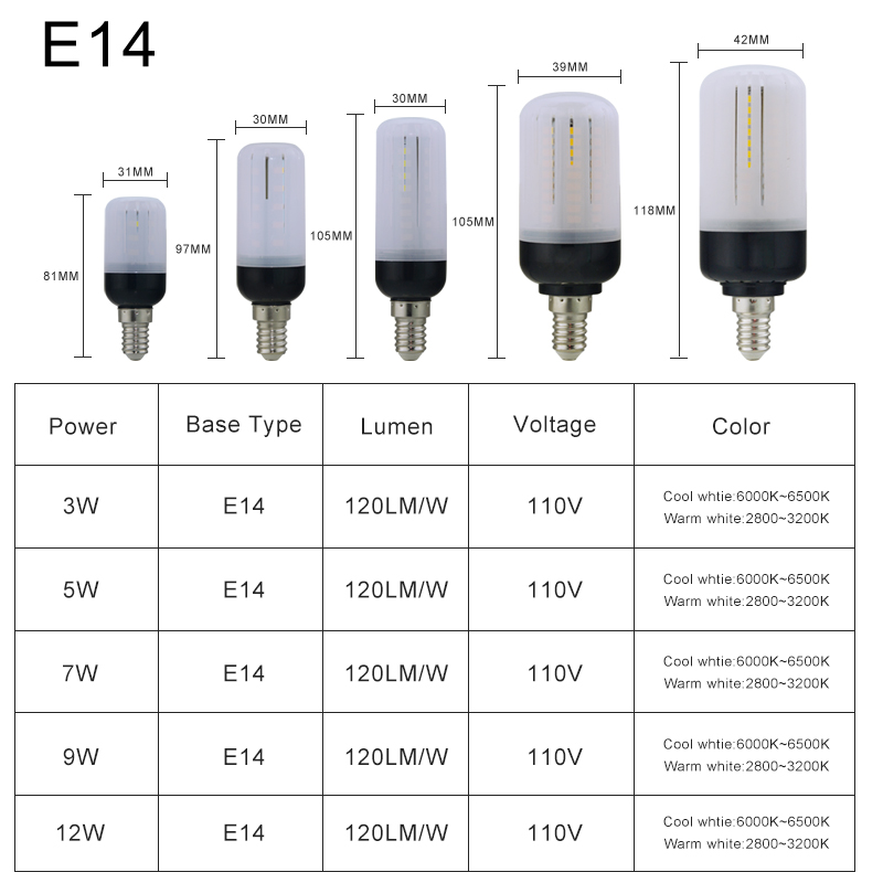 E14 E27 LED Lamp 5736 SMD 110V 220V Corn Bulb Eye-caring Led Light Candle Bombillas Home Lights Replace Incandescent Lighting