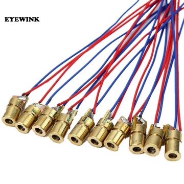 100pcs/lot 650nm 6mm 3V/5V 5mW Laser Dot Diode Module Copper Head Red