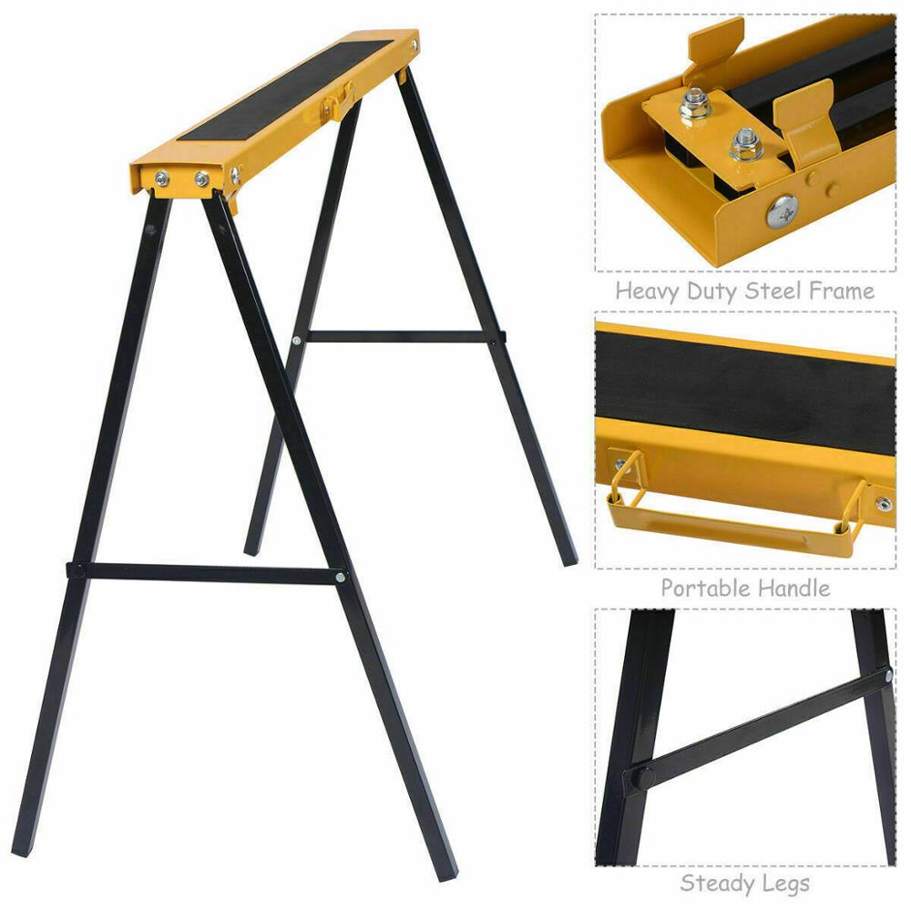 2 Pack Heavy Duty Saw Horse Steel Folding Legs Sawhorse 275 lbs Capacity Each