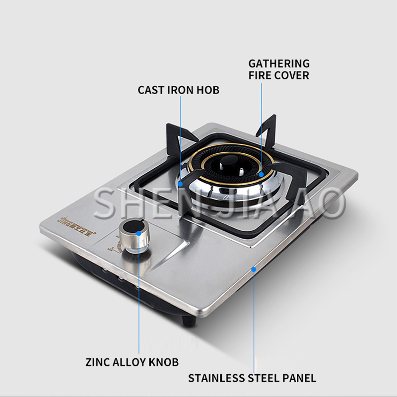 single-burner dual-use gas stove, natural gas cooktops liquefied gas stove, desktop fire-concentrating stove stainless steel