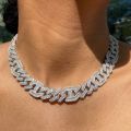 15" 16" 15mm 5A CZ cuban link chain choker necklace iced out bling hip hop big chunky women cuban necklaces