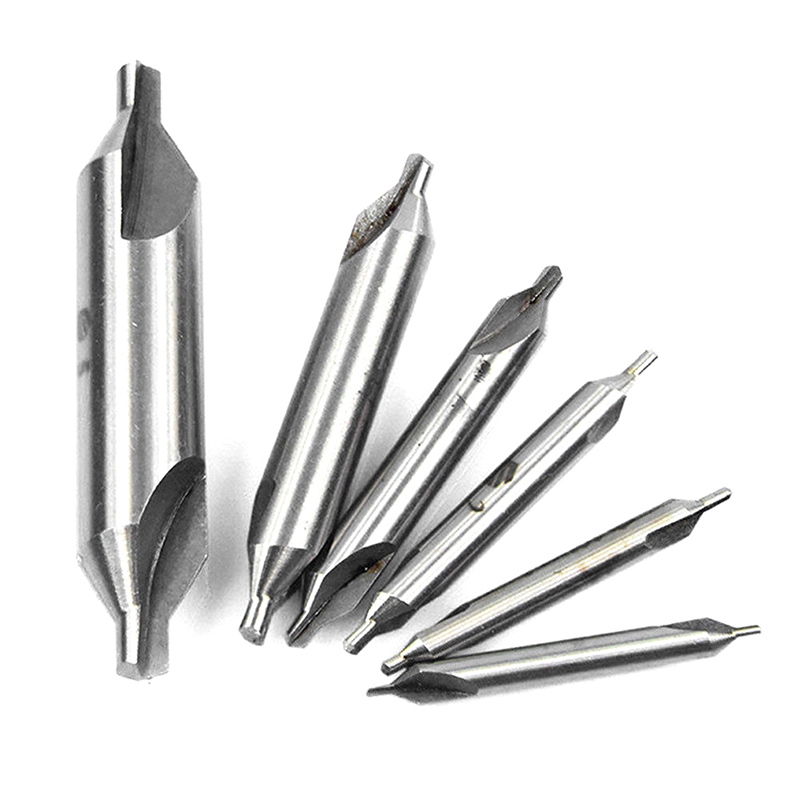 6pcs/Set Hand Tools Combined HSS Combined Center Drill Countersink Bit Lathe Mill Tackle Tool Set Double 5/3/2.5/2/1.5/1mm
