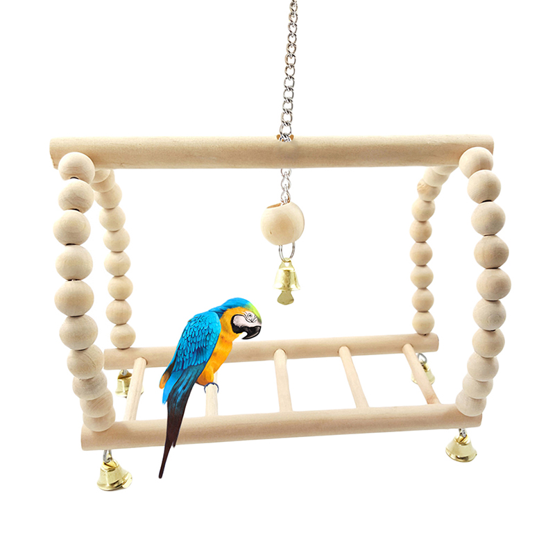 Parrots Toys Bird Swing Exercise Climbing Hanging Ladder Bridge Wooden Origin Color Pet Parrot Macaw Hammock Bird Toy