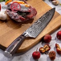 Grandsharp Chef Kitchen Knives Damascus Pattern German Stainless Steel Paring Santoku Nakiri Cleaver Cooking Professional Tools