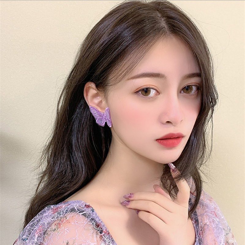 LATS Korean Purple Fashion Fresh Dangle Earring 2020 Flowers Butterfly Round Heart Grape Earrings for Women Brincos Cute Jewelry