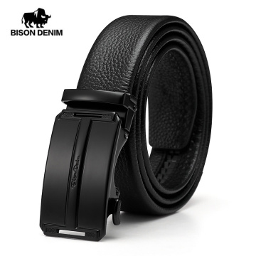 BISON DENIM Brand Genuine Leather Belt New Male Designer Automatic Alloy Buckle Cowskin Leather Luxury Strap Men Belt N71512