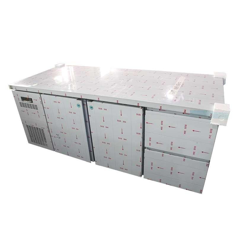stainless steel multi‑compartment kitchen prep fridge