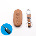 1 pcs New Genuine Leather Key Case Cover For Fiat 500 3 Buttons Flip Remote Key Blank Fob remote Car Auto Parts Accessories