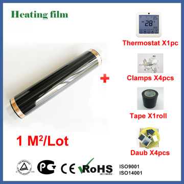 TF Infrared under floor heating film AC220V, floor heating film with thermostat and accessories