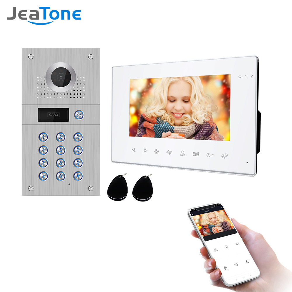 Jeatone 7 Inch Wireless Wifi 960p Video Intercom for Home IP Video Doorbell Password Unlock HD Screen Wifi Intercom System