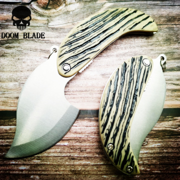 120mm 5CR15MOV Blade Knives Silver Leaf Knife Steel Mini Portable Fold Survive Kit Outdoor