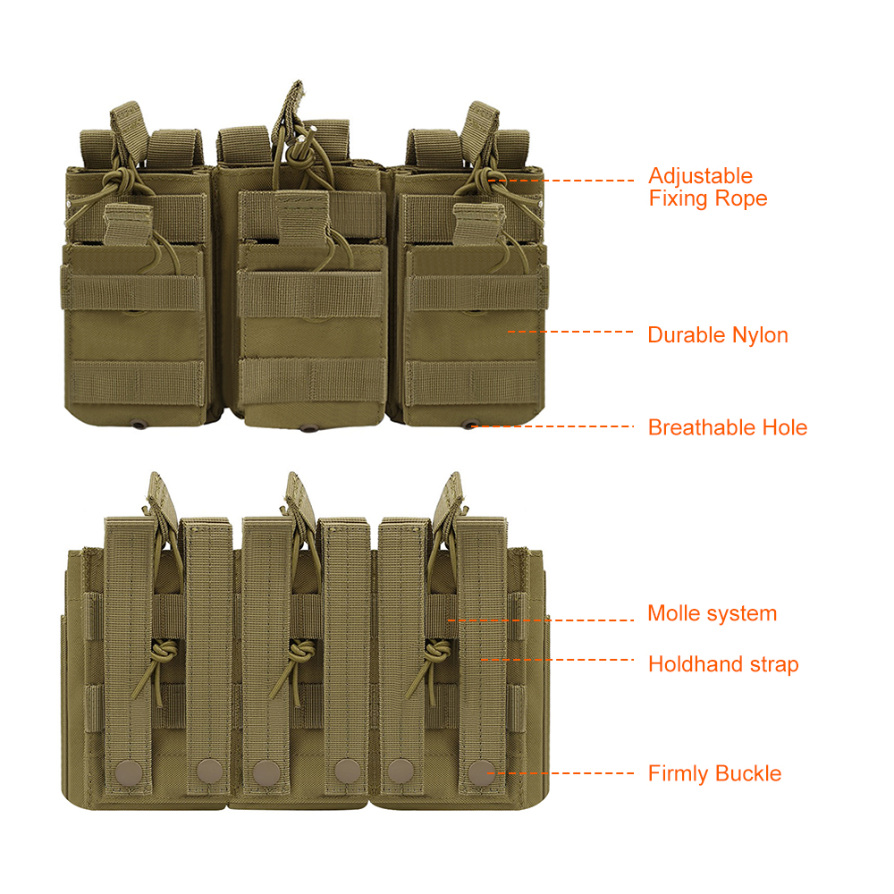 Tactical Molle Magazine Pouch Double-Layer Triple Mag Bag Universal Cartridge Pouch Hunting Paintball Equipment Accessories