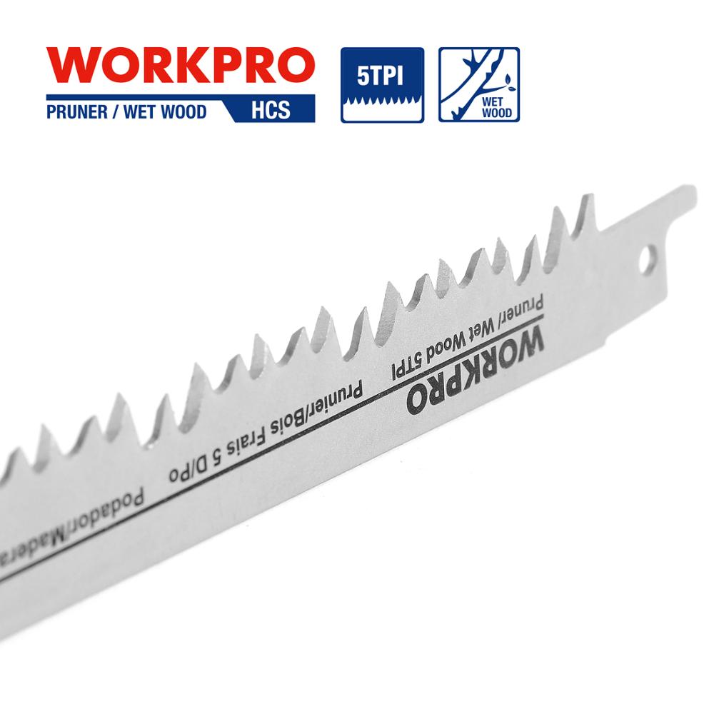 WORKPRO 230mm Saw Blades Wood Pruning Reciprocating Saw Blades Clean For Wood Fast Cutting (5 TPI) - 5 Pack 9 inchx1.3x5T