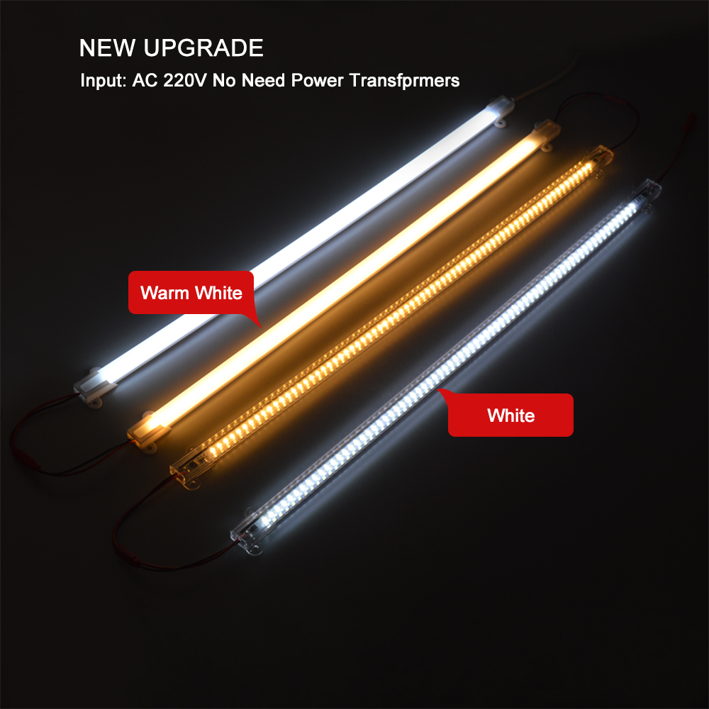 Dimmable Led Bar light 5630/5730 220V 72LEDs Led Hard Rigid Strip Light Energy Saving Transparent LED Fluorescent
