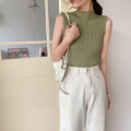 Women Slim Knitting Turtleneck Basic Tank Tops Female Knitted Camis Sleeveless Solid T shirts Pullovers For Spring Summer