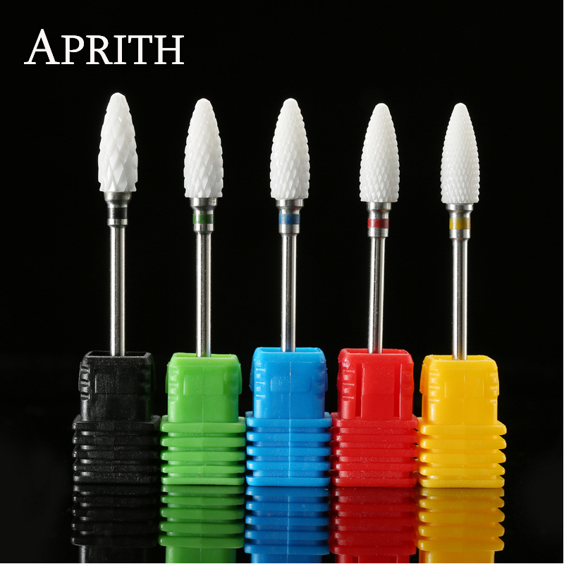 APRITH 1pc Mill Cutter Ceramic Nail Drill Bit For Electric Manicure Machines Pedicure Nail Art Salon Polish Tools Nail Files