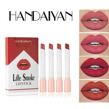 HANDAIYAN Matte Lipstick Set Velvet Lip Stick 4 Colors Nude Red Lips Longlasting Waterproof Sexy Cigarette Lip Makeup TSLM1