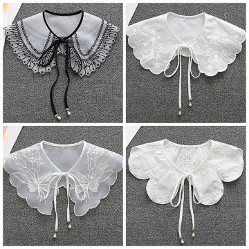 New Women Lace Fake Collar Blouse Cloud Shoulder Doll Collar Detachable Shirt Collar Blouse Top Women Clothes Accessories