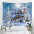 Christmas tapestry Christmas snowman art ornaments Christmas home decoration 2021 New Year wall covering tapestry decoration