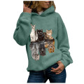 Harajuku Cat Print Hoodie Women Hoody Animal Printing Sweatshirts Long Sleeves Pullover Tops Sweatshirt Streetwear Hoodies