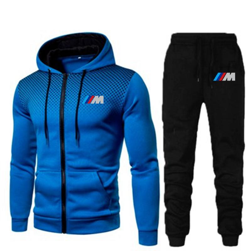 2020 New Fashion Hoody Spliced Jacket Printed+ pants 2 piece suit Men Hoodies Sweatshirts Casual Coat Hooded Cardigan