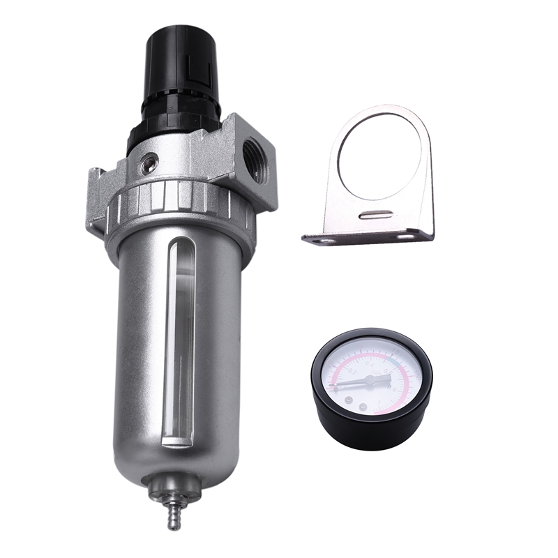1/2 Inch Sfr400 Compressed Air Filter Regulator Combo Air Filter Pressure Regulator Gauge Kit Pressure Gauge