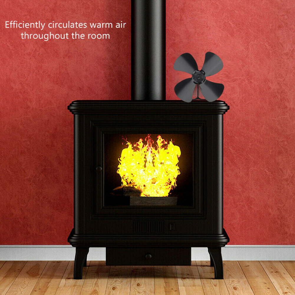 Large Airflow 4-Blade Heat Powered Stove Fan Blades Heat Distribution Stove Fans Blades Gas Wood Log Burners Fireplace Parts
