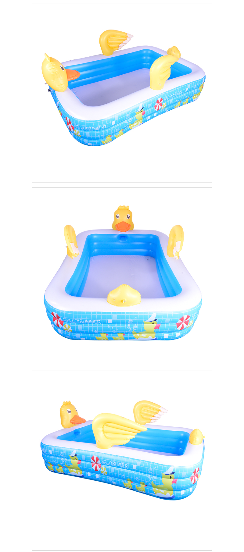 2022 New Design Yellow Duck Rectangle Paddling Pool 02