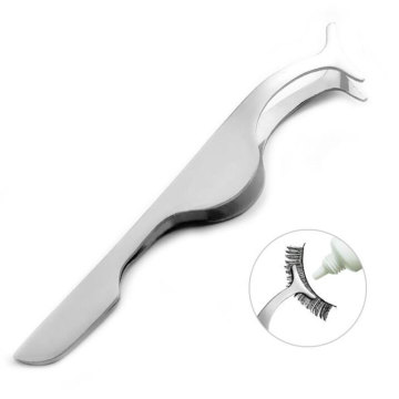 1PC Eyelash Tweezers Clip Applicator Stainless Steel Flat False Eyelashes Extension Curler Clamps Beauty Makeup Tools
