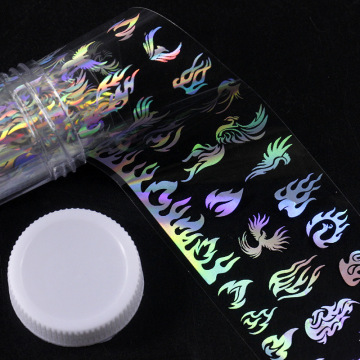 4*100cm/Roll Laser Glare Holographic Nail Stickers Flame Cute animal flower star pattern Nail Art Transfer Sticker Decals