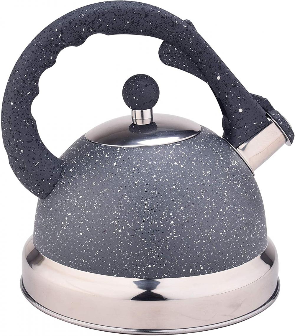 Grey Frosted Stainless Steel Whistling Tea Kettle