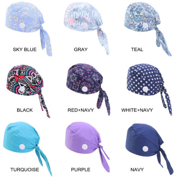 Pure Cotton Printed Hand Bandage Hair Cap Buckle And Anti Strangulation Hat For Women Fashion Sleeping Lace-Up Night