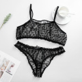 New Sexy Lingerie Set Underwear Polka Dot Mesh Frill Trim Lace Women Bra Set Top Lace Transparent Black Red Color 2020