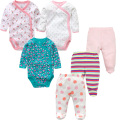 3pcs baby bodysuit + 3pcs baby pants new fashion baby clothes set 100% cotton newborn baby girl clothes infant baby clothing set