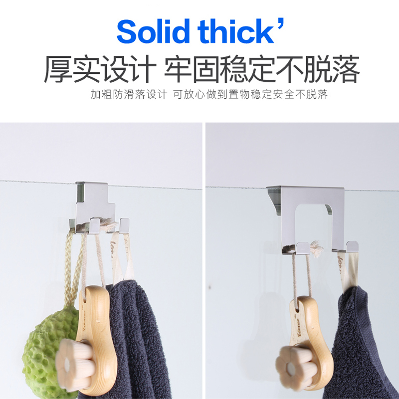 Bathroom Hooks Black Coat Hook Towel Hook on the Glass Door of the Shower Room Stainless Steel Robe Hooks