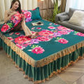 3pcs Set Floral Printing Bedspread King Queen Twin Size Thicken Sanding Soft Bed Skirt 1pc Bed Skirt + 2pcs Pillowcase