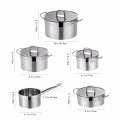 Velaze Kitchen Cookware Set 9 Piece Stainless Steel Cooking Pot & Pan Sets, Induction Safe, Saucepan, Casserole,with Glass lid