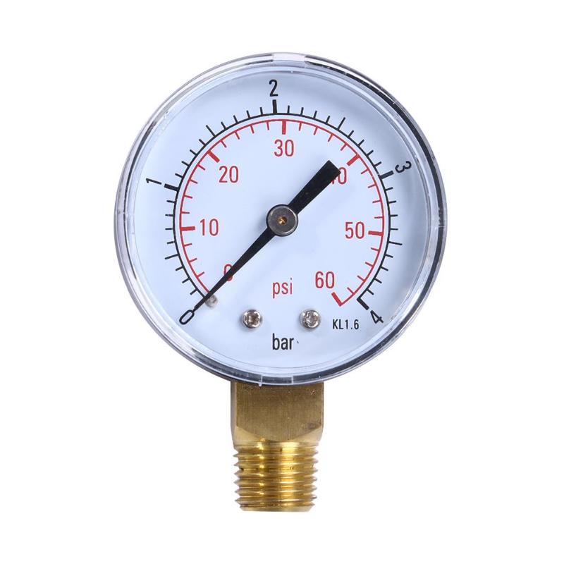 1/4" Inch Pool Spa Filter Water Air Oil Vacuum Dry Utility Portable Mini Pressure Gauge 60PSI Side Mount Pipe Thread Manometer