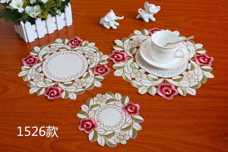 2021 Luxury lace embroidery table place mat pad cloth cup mug holder dining coaster Christmas glass placemat drink doily kitchen