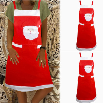 Red Christmas Aprons Adult Santa Claus Aprons Women and Men Dinner Party Decor Home Kitchen Cooking Baking Cleaning Apron 11.30