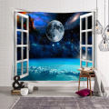 Out of the window starry sky Galaxy tapestry Wall Hanging Fabric Decor Blanket Yoga Carpet Mat Beach 150x130 cm Space tapestry