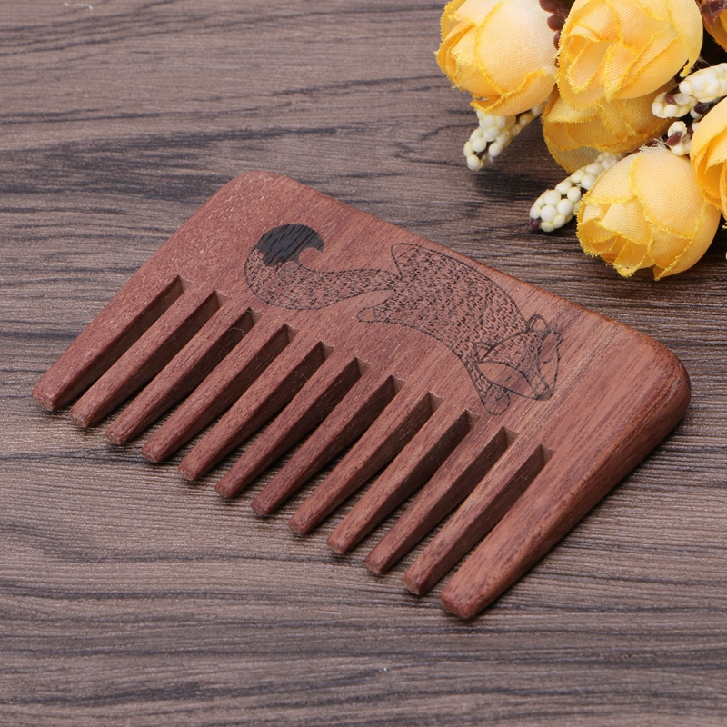 Wood Wide Tooth Beard Comb Pocket Size Anti Static Massage Hair Care Gift New 1PC