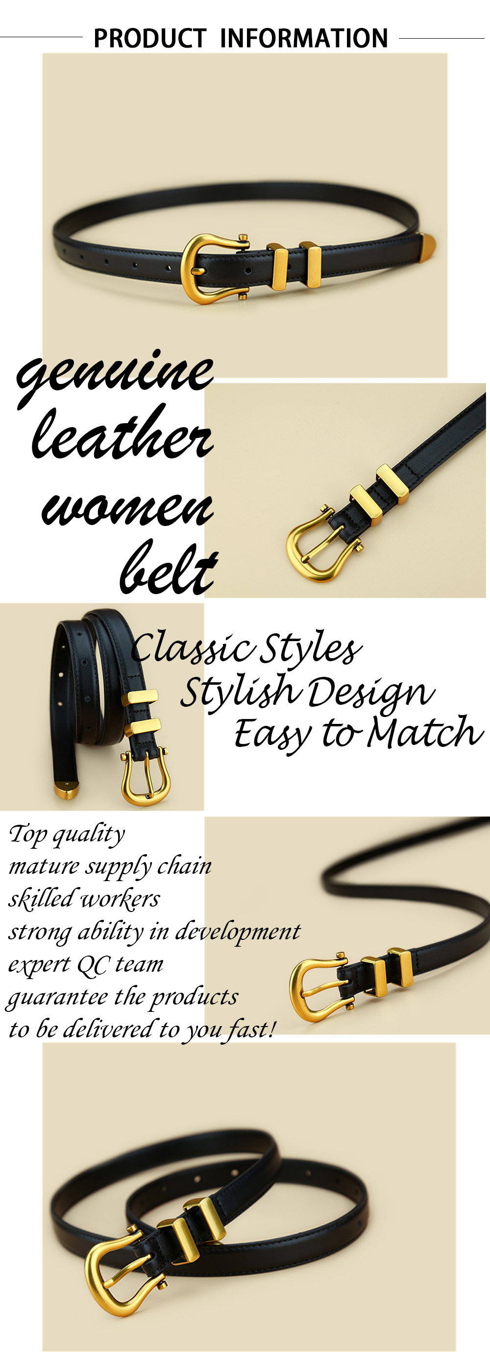 Ladies Thin Leather Belt