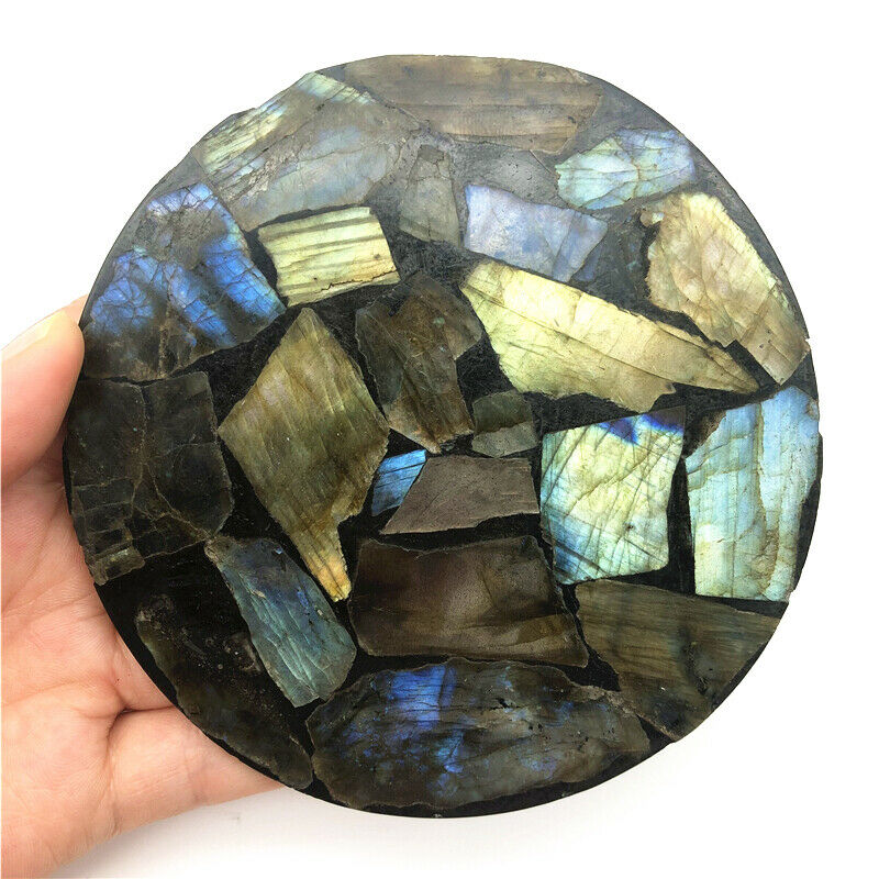 1PC Natural Labradorite Plate Slice Quartz Crystal Mineral Specimen Display Healing Natural Stones and Minerals